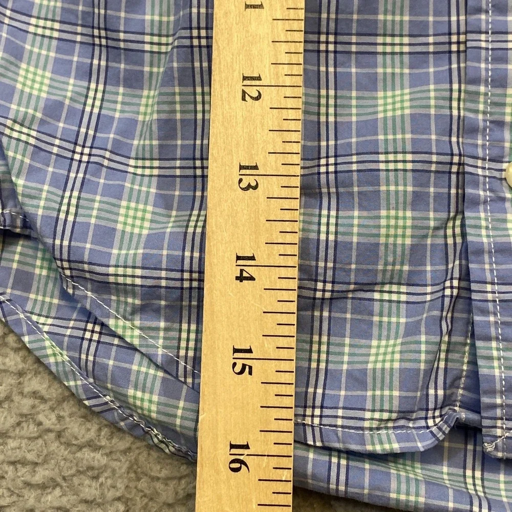 Ralph Lauren Dress‎ Shirt Boys 3T Blue Green Plaid Button Front Long Sleeve